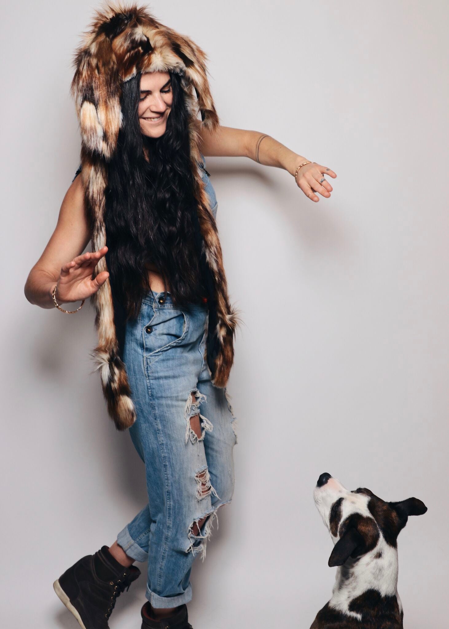 Limited Edition Brown Rabbit Faux Fur with Hood on Female