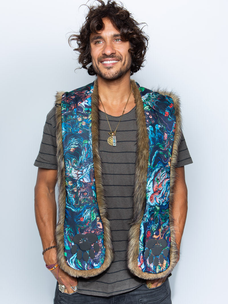Man wearing faux fur Artist Collab JP Grizzly CE SpiritHood