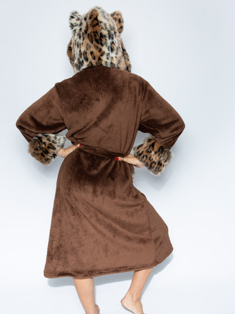Classic Leopard Faux Fur House Robe on Female Model