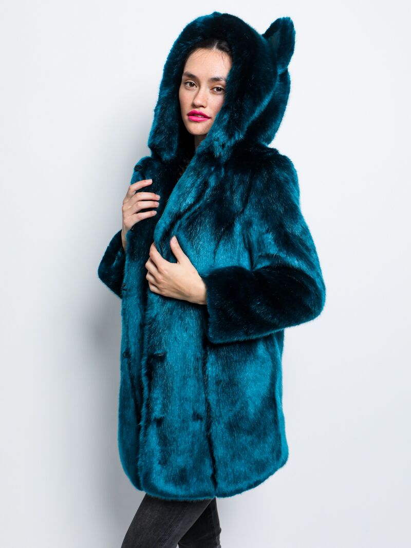 Classic Royal Wolf Luxe Faux Fur Coat on Female Model