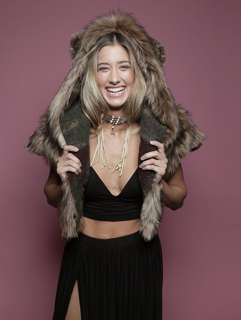 Grizzly Italy Faux Fur Shawl with Hood