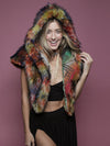 Parrot Shawl Faux Fur on Woman