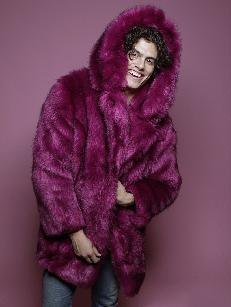 Pink Limited Edition Summer Sunset Faux Fur Coat on Male