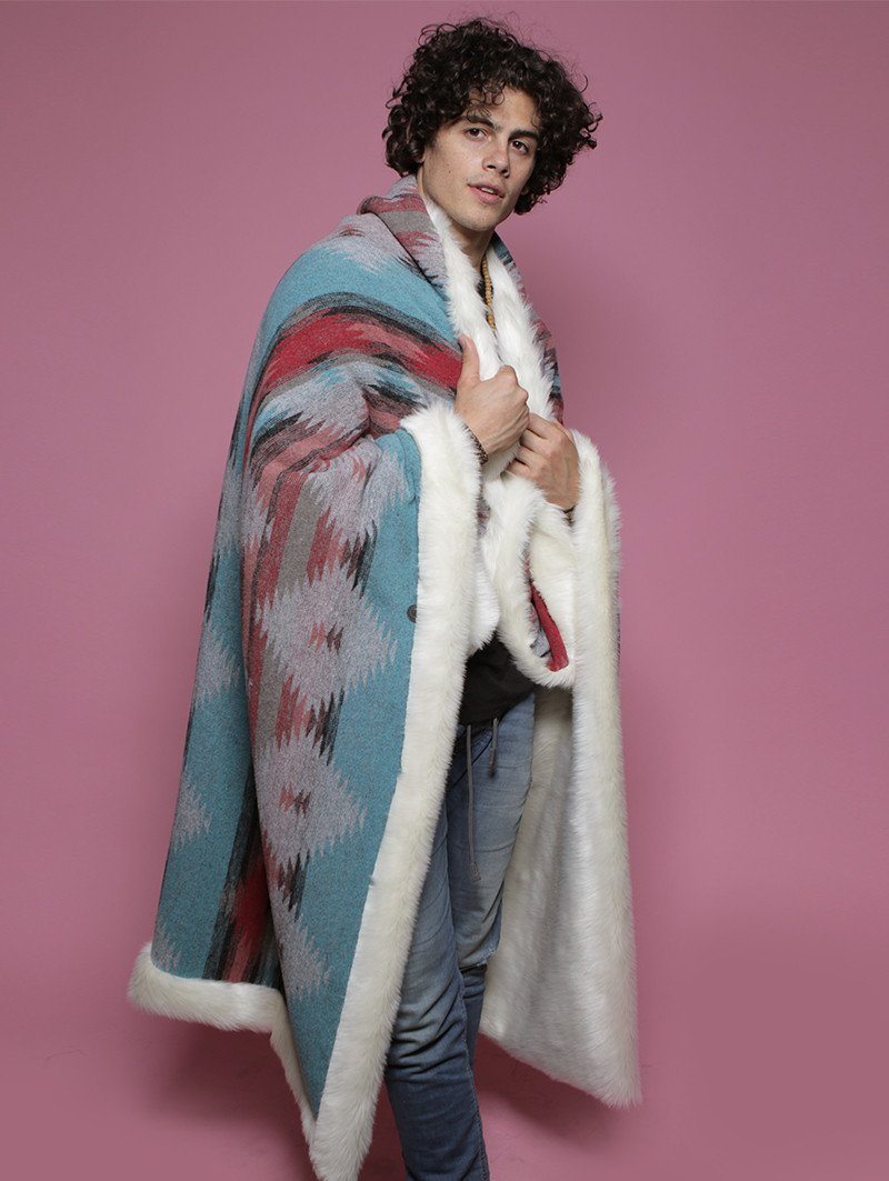 Faux Fur Throw in Polar Bear Design on Man