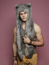 Man wearing faux fur Cape Fox CE SpiritHood, front view 2