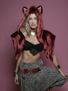 Burgandy Limited Edition Fire Wolf Shawl SpiritHood on Female
