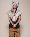 Man wearing Arctic Fox Collector Edition Faux Fur Shawl, front view 4