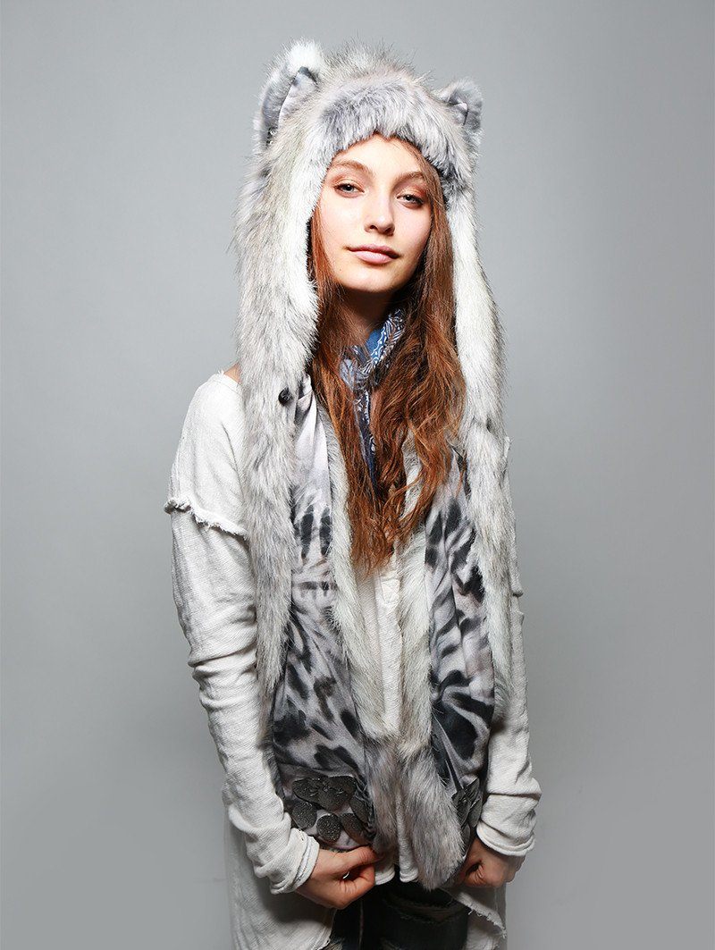 Woman wearing faux fur Arctic Fox Collector SpiritHood