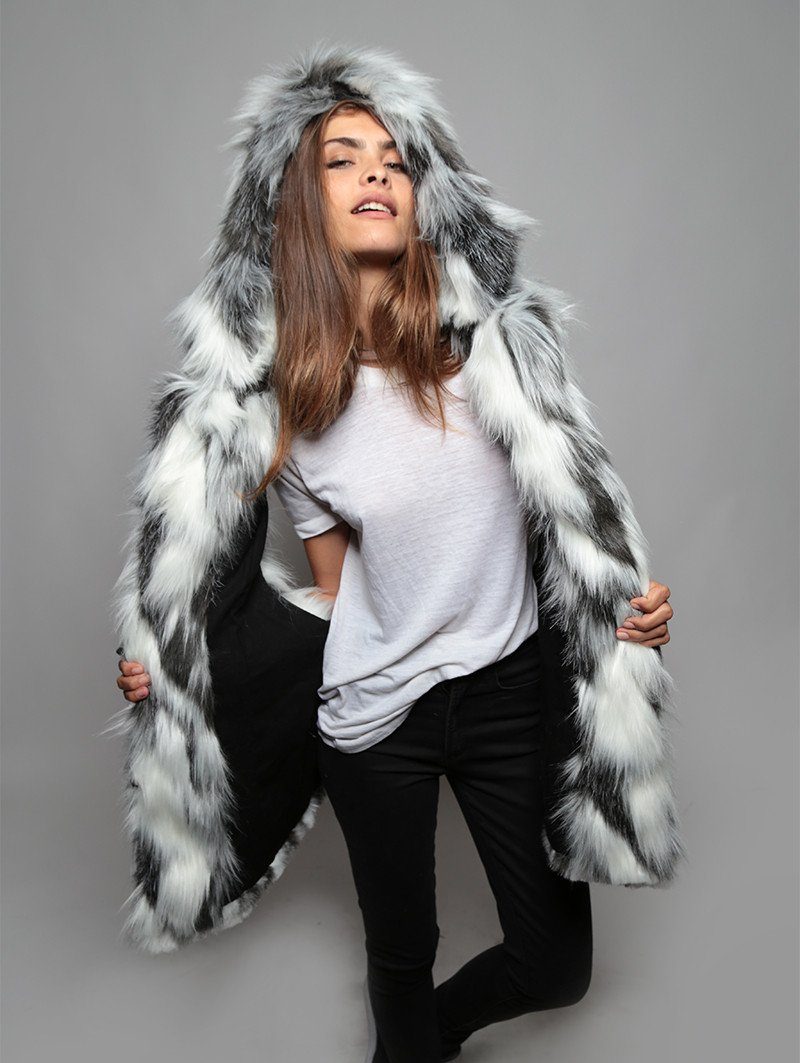 Woman wearing Unisex Arctic Faux Fur Vest, front view 1