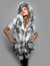 Woman wearing Unisex Arctic Faux Fur Vest, front view 3