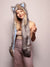 Woman wearing Faux Fur Collector Arctic Wolf SpiritHood, front view 4