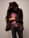 Man wearing Limited Edition Brown Bear Faux Fur Coat, front view 1