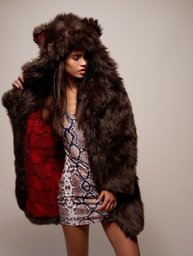 Limited Edition Brown Bear Faux Fur Coat on Female