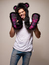 Man wearing faux fur Limited Edition Black Bear SpiritHood, front view 1