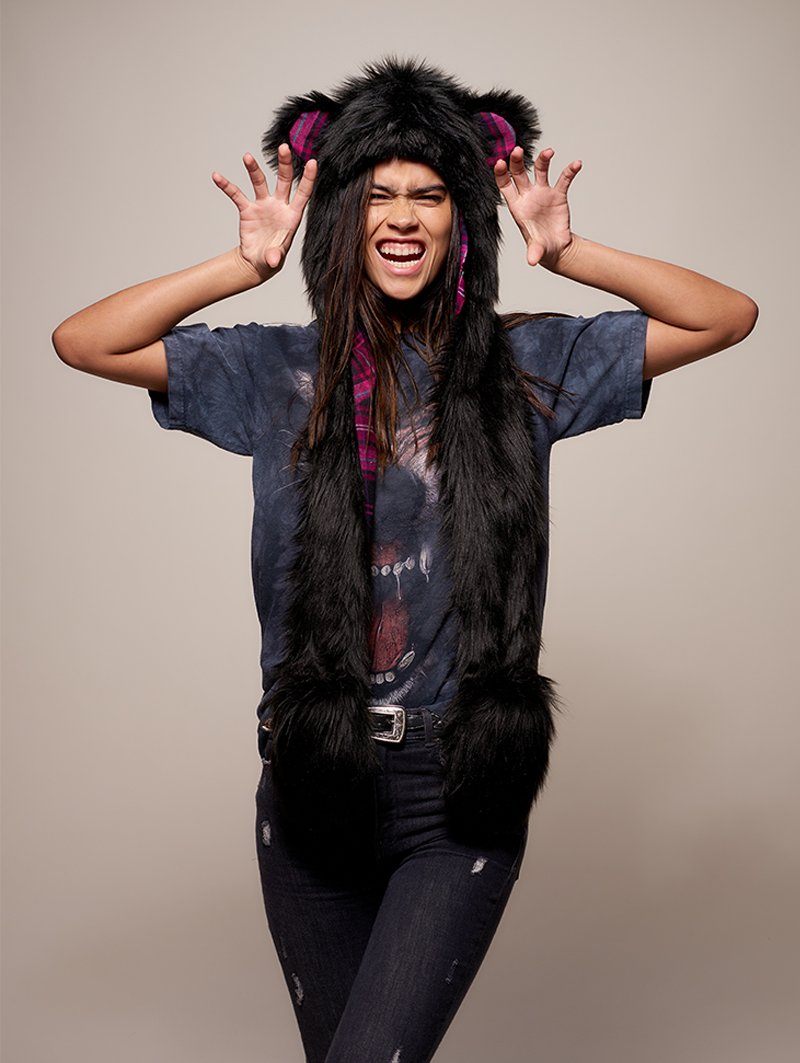 Hooded Faux Fur with Limited Edition Black Bear Design