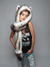 Woman wearing Brown Husky Faux Fur SpiritHood, front view 2