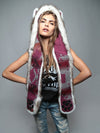 Woman wearing Brown Husky Faux Fur SpiritHood, front view 6