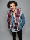 Man wearing faux fur Brown Husky SpiritHood, front view 2