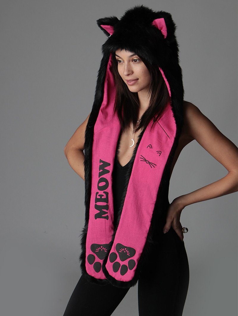 Black Kitty Faux Fur with Hood