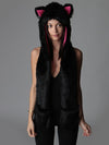 Hooded Faux Fur with Black Kitty Design