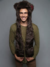 Man wearing faux fur Brown Bear SpiritHood, front view 5