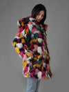 Woman wearing Butterfly Faux Fur Coat SpiritHood, side view 1