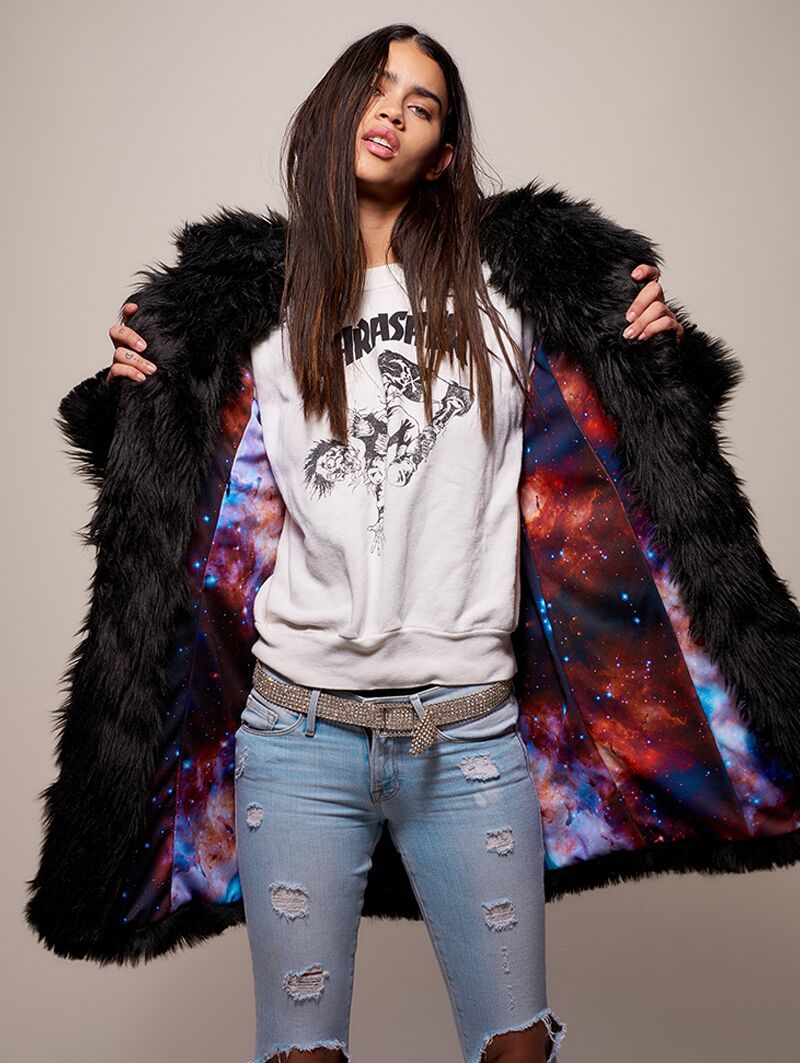 Guess black hotsell fur jacket