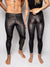 Man and Woman wearing Snakeskin Black Velvet Leggings