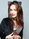 Woman wearing Fauxeva Cozy Feline Robe, front view 3