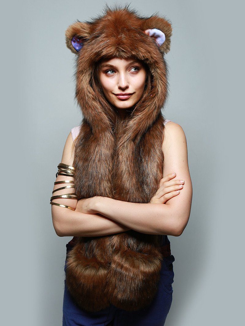 Golden Galaxy Bear Collector Hooded Faux Fur