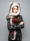 Woman wearing Brown Husky Faux Fur SpiritHood, front view 5