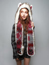 Woman wearing Brown Husky Faux Fur SpiritHood, front view 3