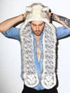 Man wearing faux fur Brown Husky SpiritHood, front view 4