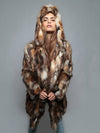 Woman wearing Brown Rabbit Faux Fur Coat SpiritHood, front view