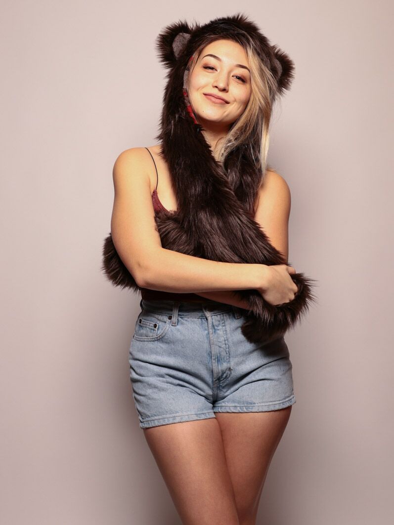 Female Wearing Limited Edition Brown Bear Italy SpiritHood