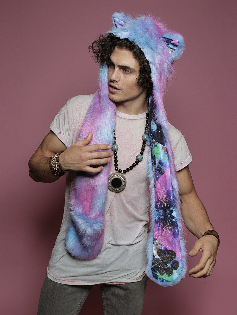 Cats In Space Yogi Hooded Faux Fur
