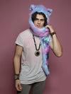 Faux Fur SpiritHood with Cats in Space Yogi Design