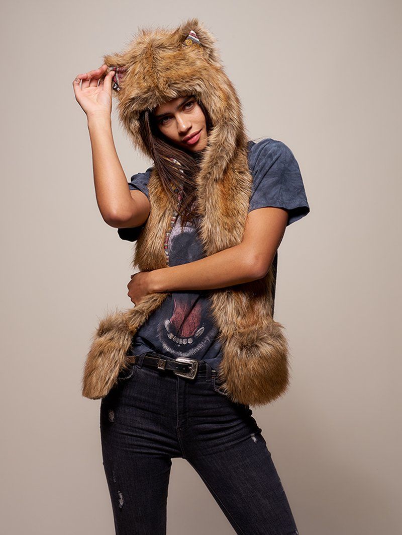 Limited Edition Coyote Faux Fur with Hood on Female