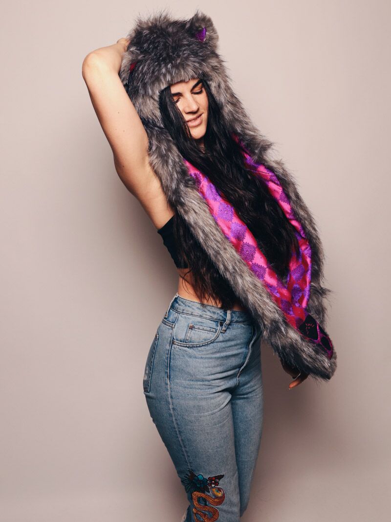 Hooded Faux Fur with Limited Edition Charcoal Fox Design