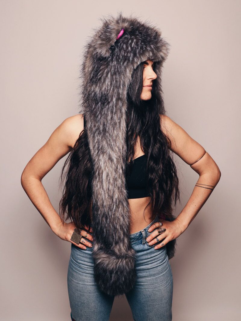 Limited Edition Charcoal Fox Hooded Faux Fur