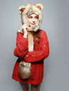 Woman wearing faux fur Cecil The Lion 2.0 Collectors Edition, front view 2