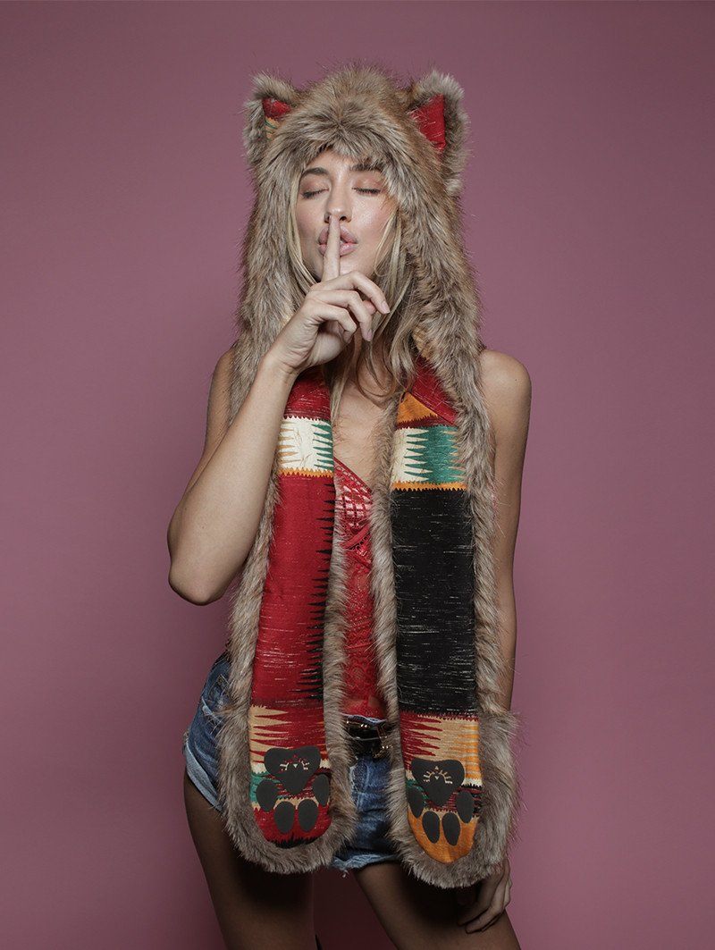 Woman wearing Coyote CE Faux Fur SpiritHood