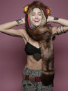 Golden Rainbow Bear CE Faux Fur with Hood on Female