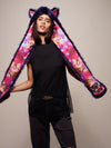 Hooded Faux Fur with Cats in Space: Laser Eyes Design