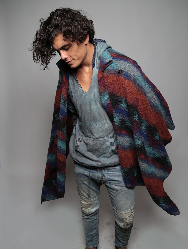 Man wearing Full Moon Cape SpiritHood, side view