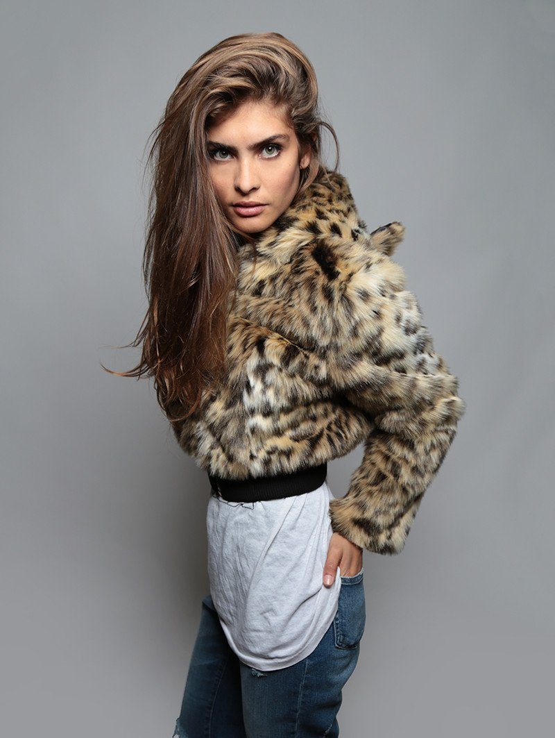 Cheetah cropped hot sale jacket