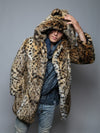 Man wearing Cheetah Faux Fur Coat, front view 4