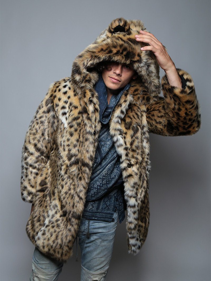 Mens cheetah clearance fur coat
