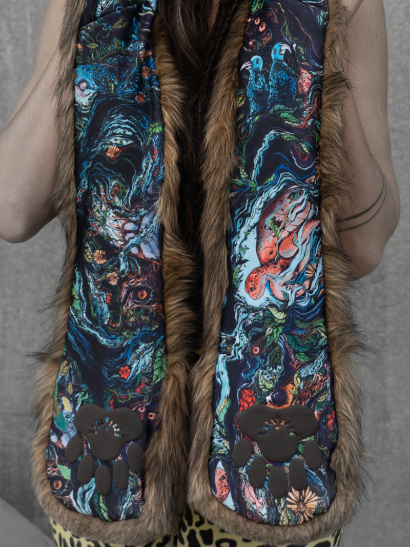 Artist Collab JP Designed Liner on Grizzly Faux Fur CE SpiritHood 
