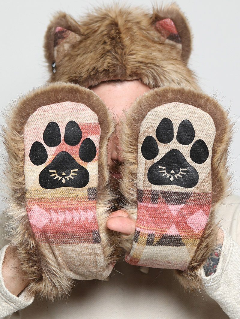 Man wearing faux fur Coyote Italy SpiritHood, front view 6